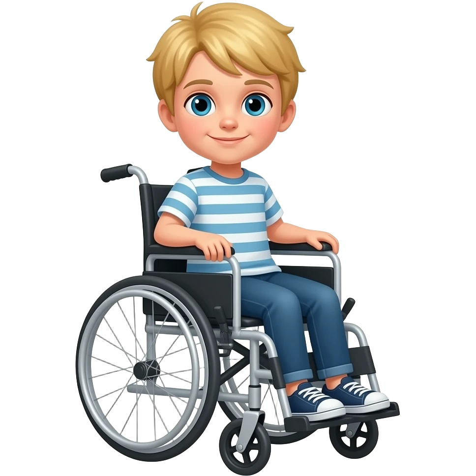 autistic kid in a whellchair (blonde) emoji