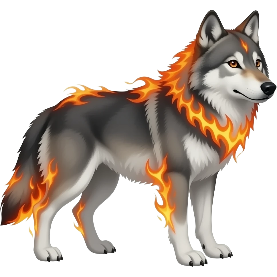Fire wolf emoji