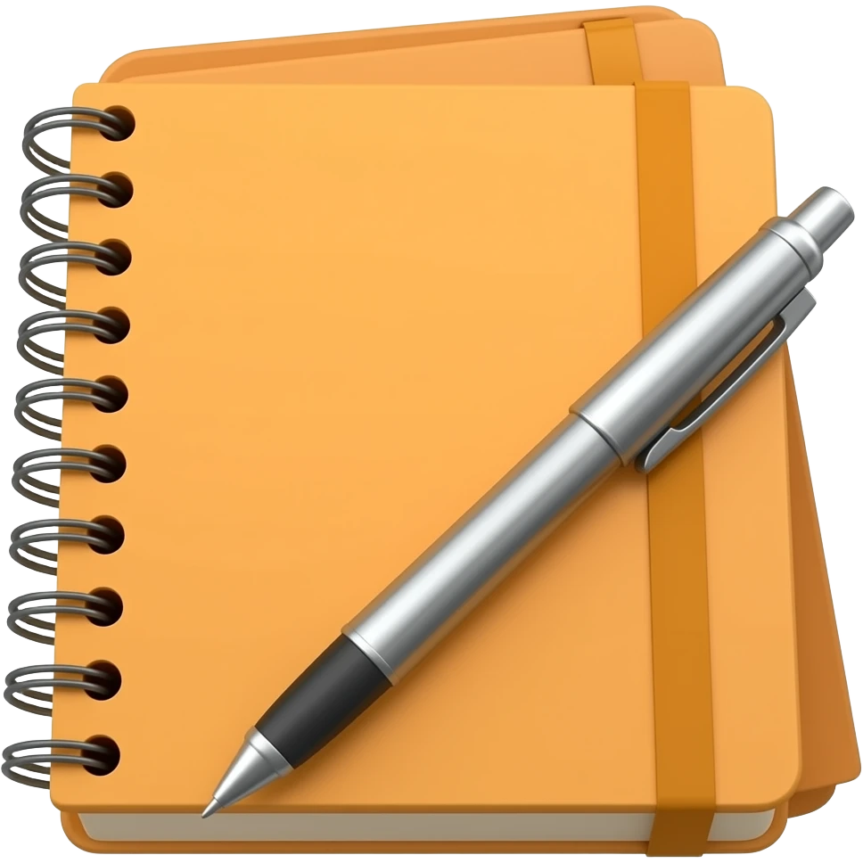 orange notebook and pen emoji
