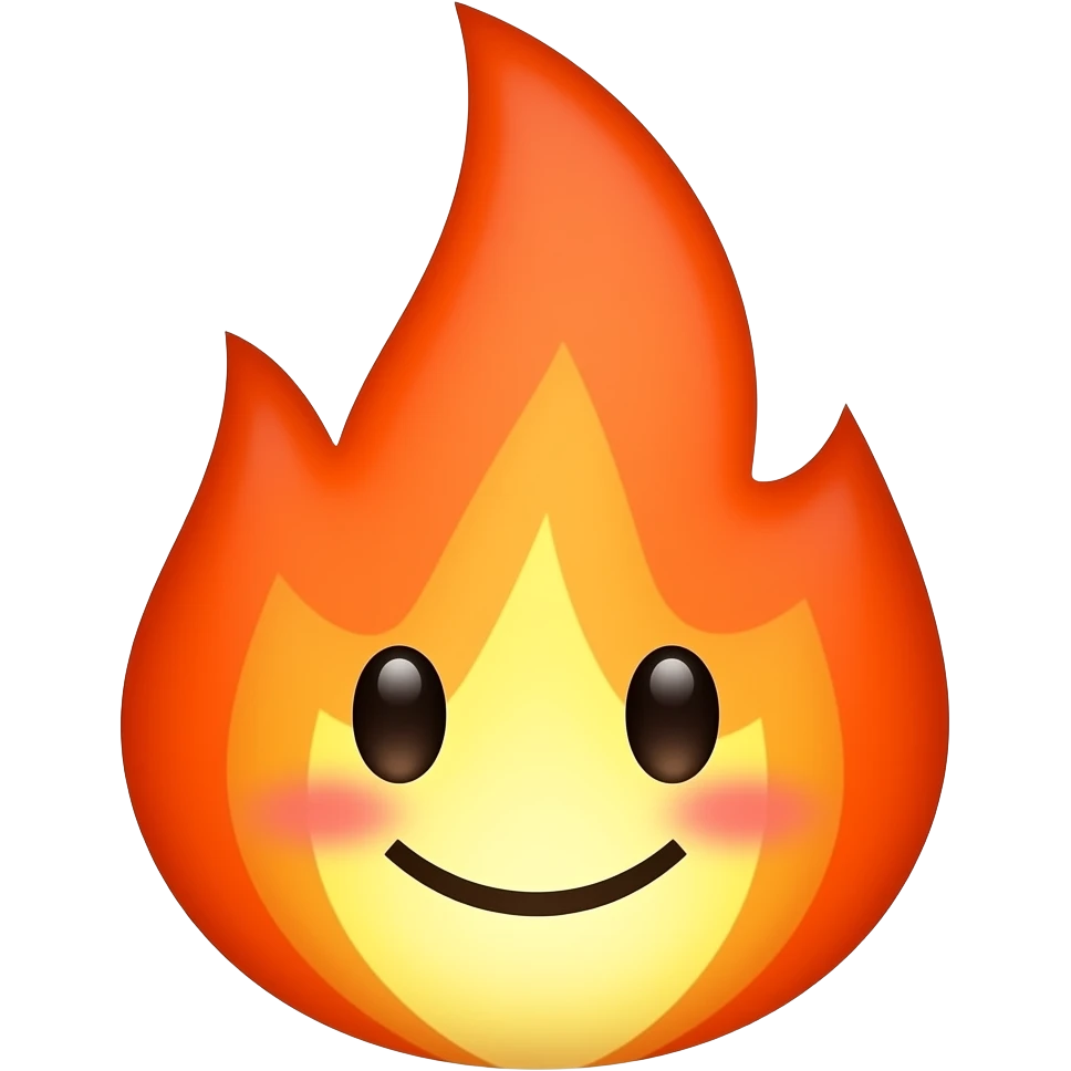 flamme avec expression de visage emoji