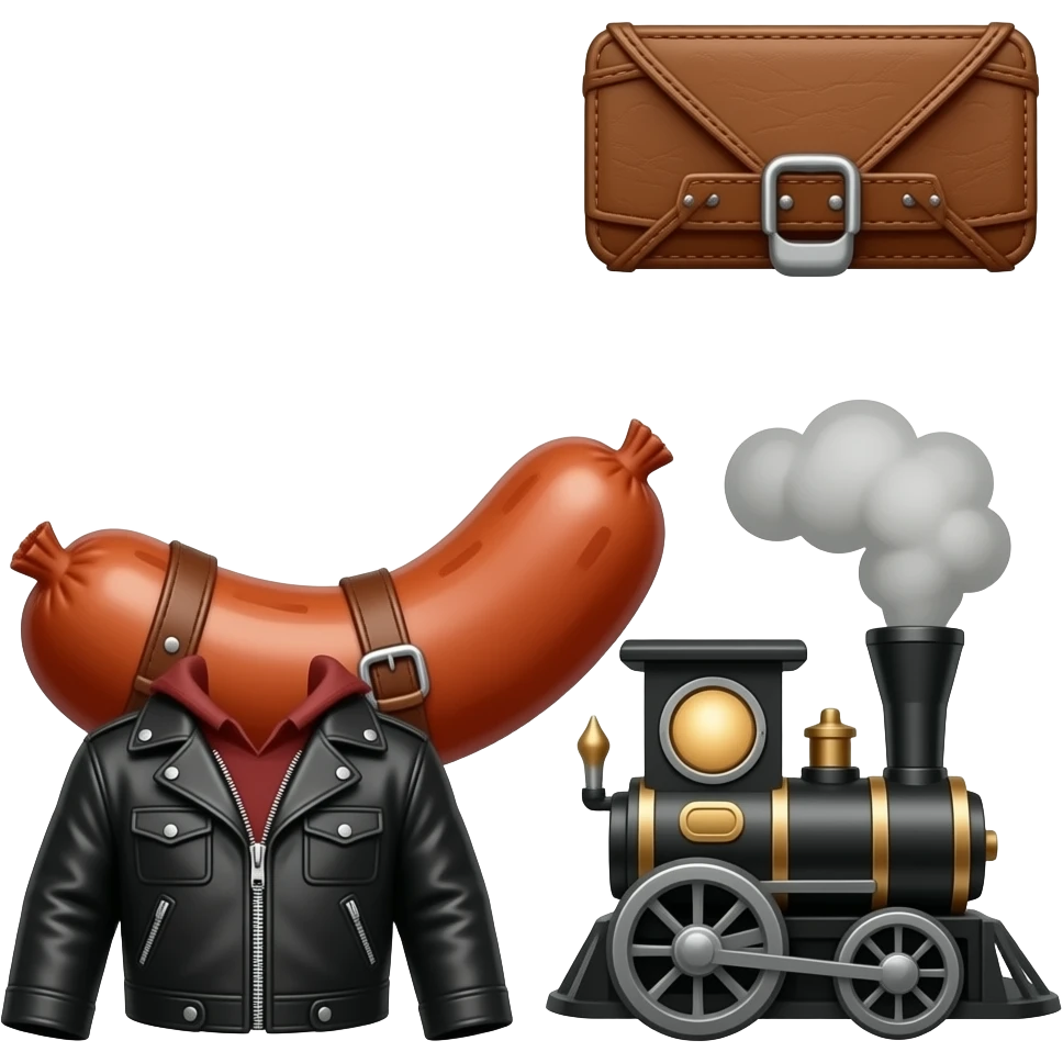 Poster "Sausage party at SteamWorks, bring yours tonight." In a gay male leatherman theme. emoji