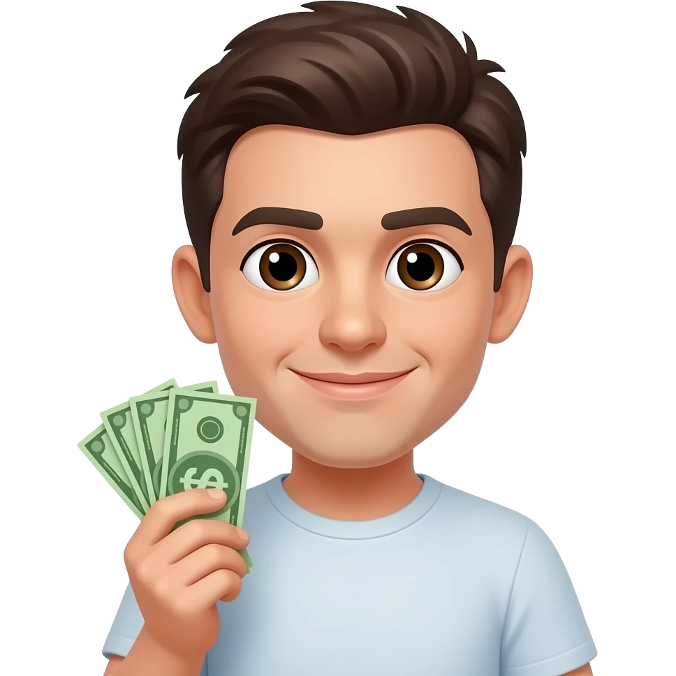can u generate me with small eyes and some money emoji