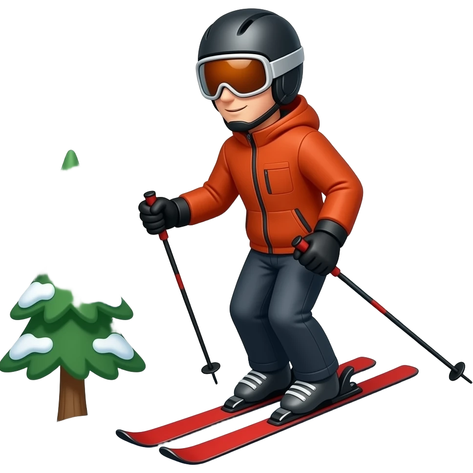 skitouring skier walking up the mountain with tree and snow emoji