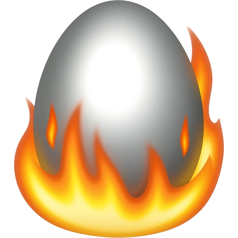 Silver Egg On fire emoji