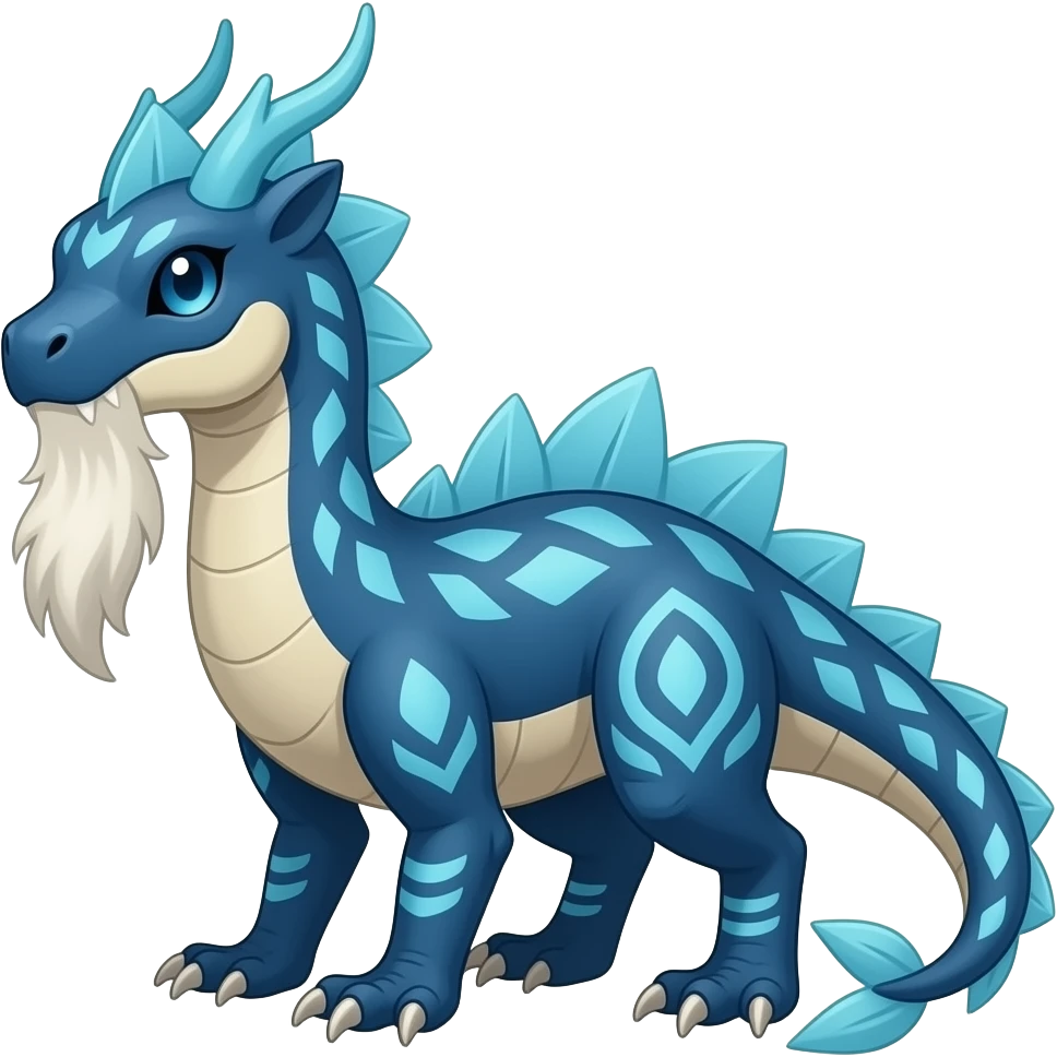 scaly shiny frilled raptorik finned patterned blue tribal-patterned digitigrade quadrupedal Vaporeon-Salandit-Glaceon-hybrid with thick fleshy dragon-whiskers emoji