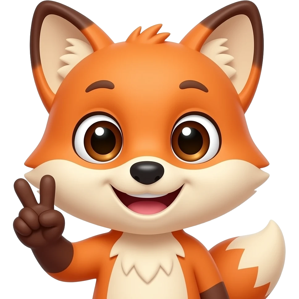 happy fox kid avatar with big eyes doing a two hand peace sign emoji