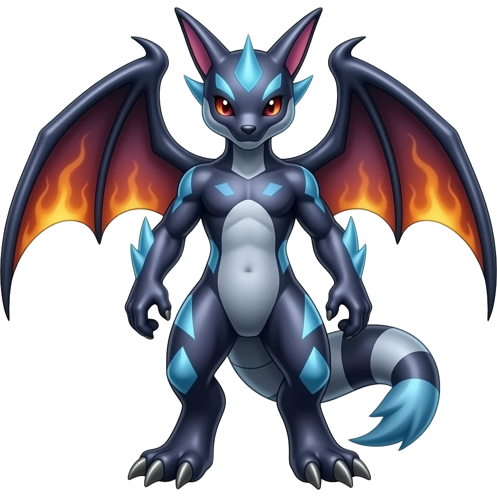 Shiny Dark Dusky Cool Hot Zangoose-Guilmon-Zoroark-Renamon-Fakémon-fusion (full body) emoji