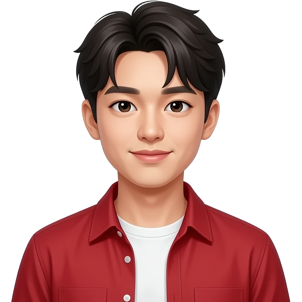 korean-young-man-+-white-t-shirt,- red-shirt emoji