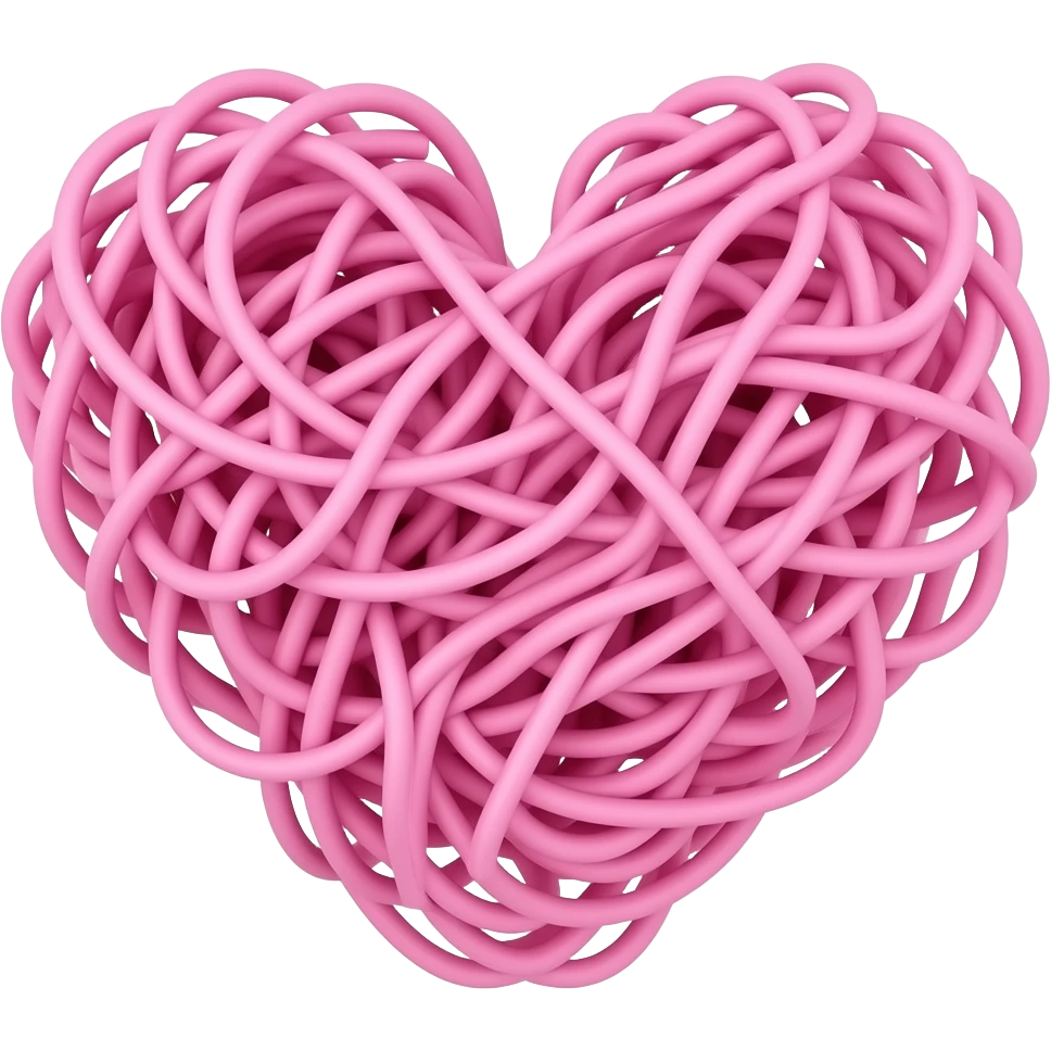 heart made of wires and cables, bright pink and baby pink emoji
