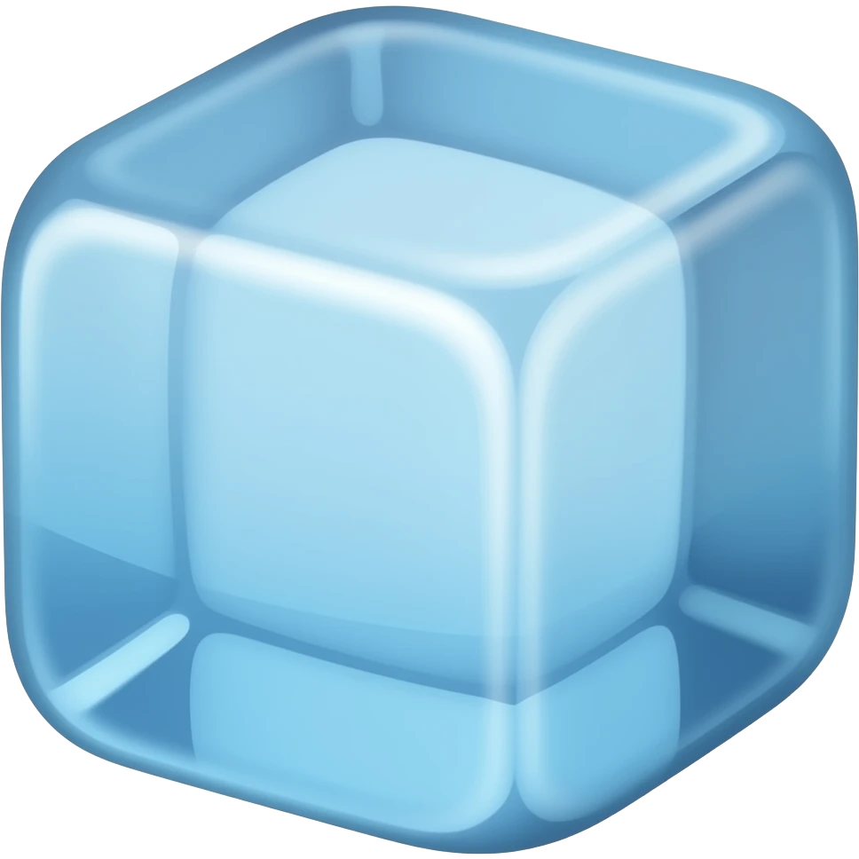 cartoon style less detailed ice block emoji