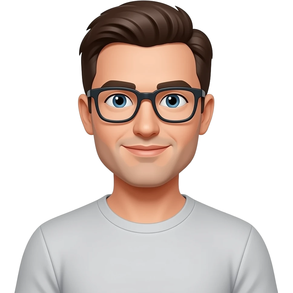 man with wearing glasses, wearing t-shirt emoji