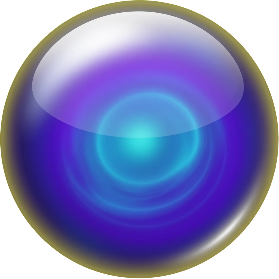 Crystal ball with violet-blue nebula, sparkling yellow (at the edges) emoji