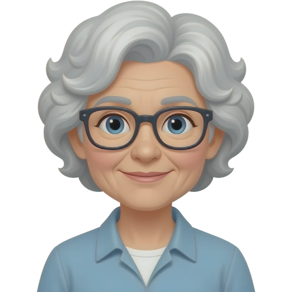 OlderWhiteno spectacleswoman grey short curlyhair no glassies emoji