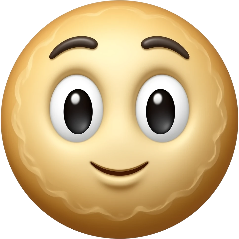 Колобок шарик из теста с глазами и ртом emoji