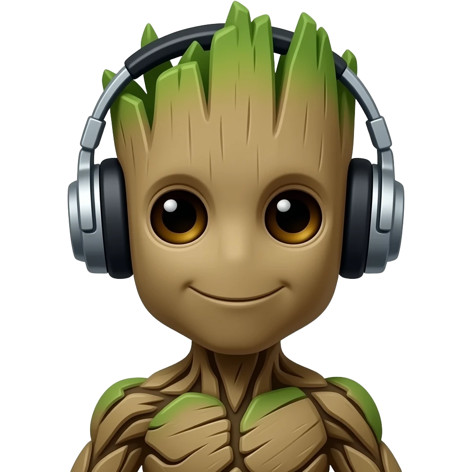 Rocket and I am groot ☺️🎧 emoji