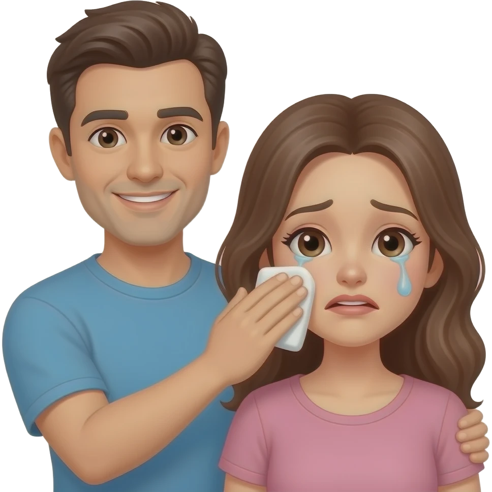 الحبيب يمسح دموع حبيبته emoji