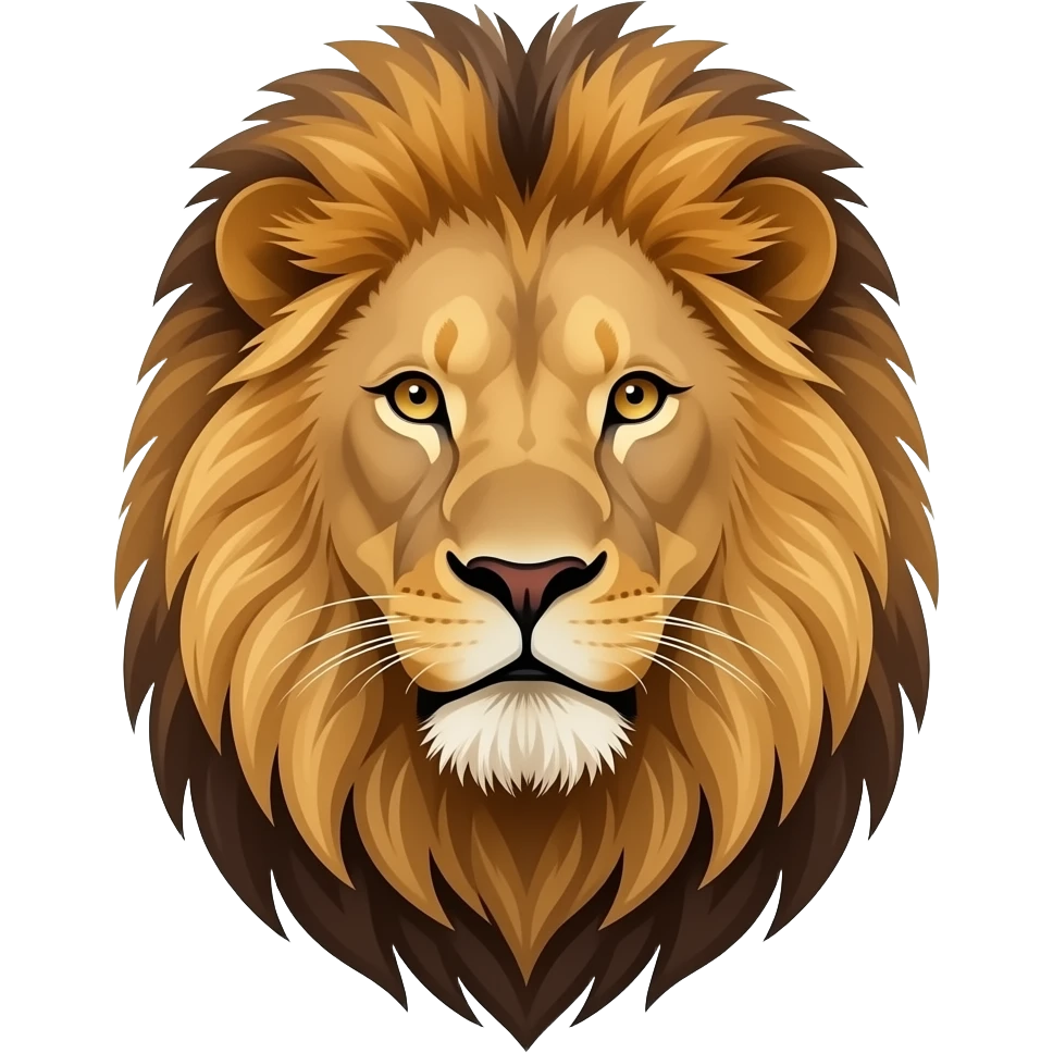 lion, portrait, front face + neck, realistic emoji