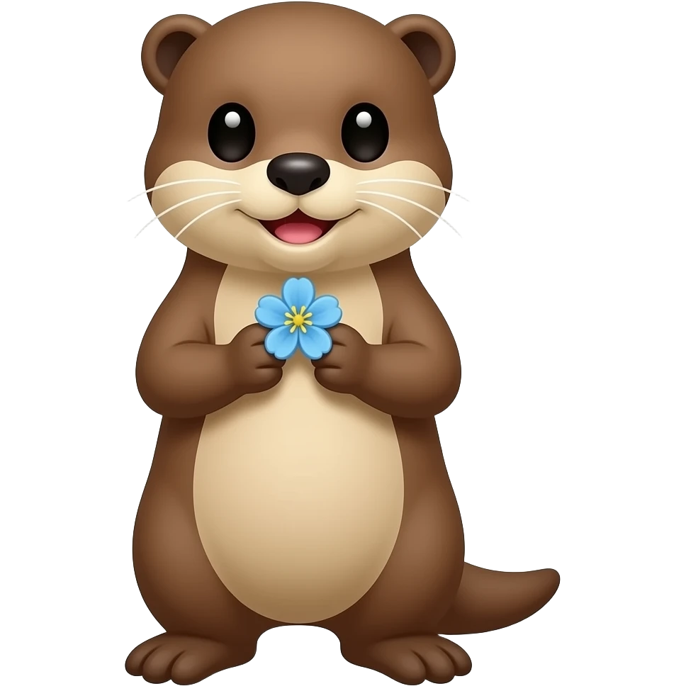 otter holding a blue cherry blossom emoji