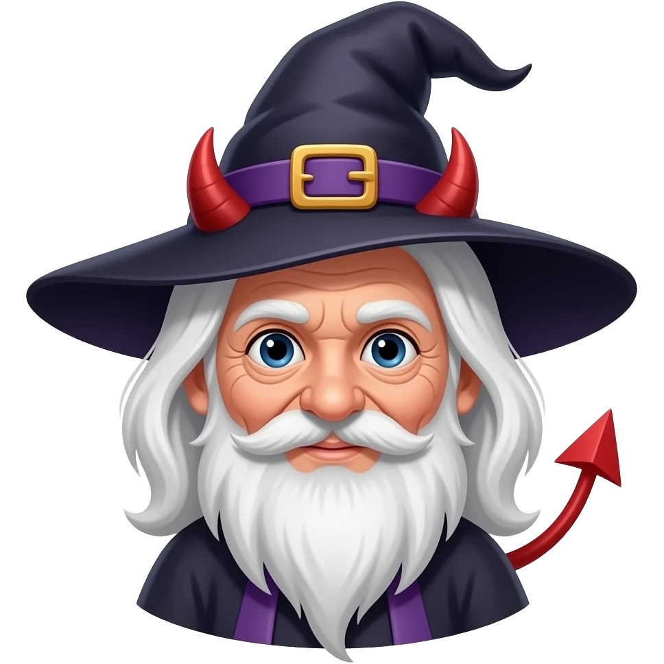 Old witch with cute devil emoji