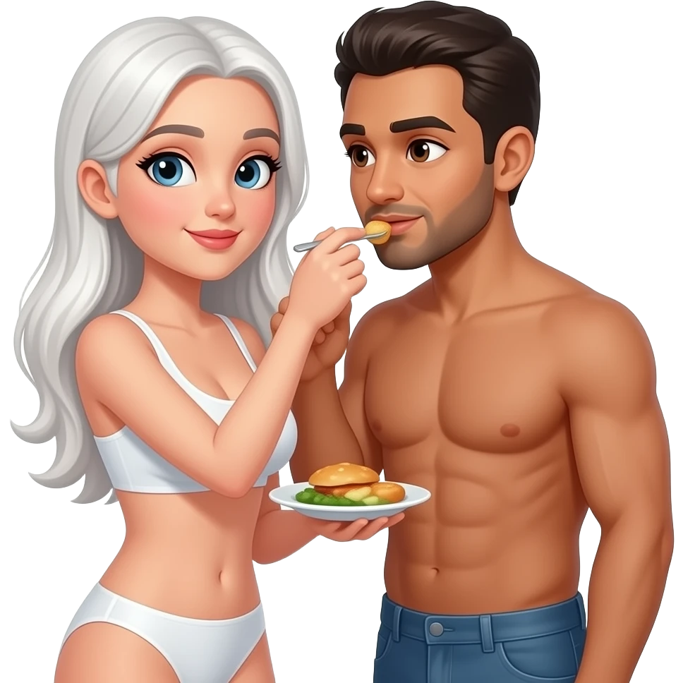 یک زن سفید پوست لخت ،درحال خوردن آلت تناسلی یک مرد سیاه پوست لخت emoji