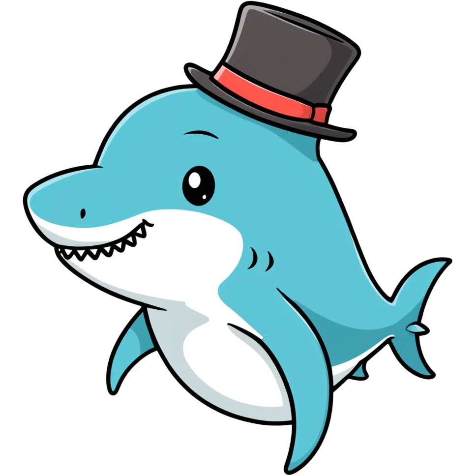 Shark with a top hat emoji
