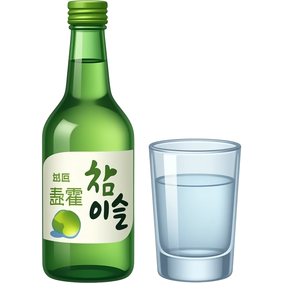 soju bottle and shot glass together emoji