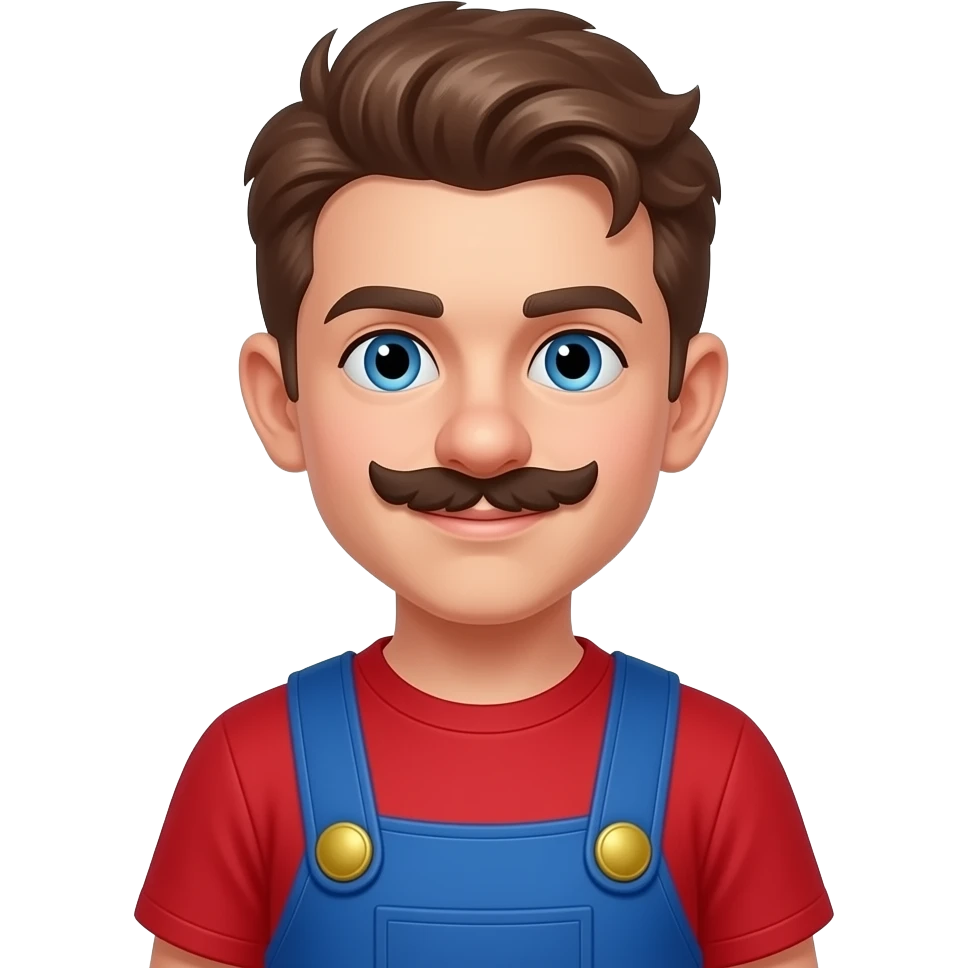 make me an emoji of jacob kravets which is 11 years old and he is white brown hair blue eyes no mustache cool hair Mario kart shirt emoji