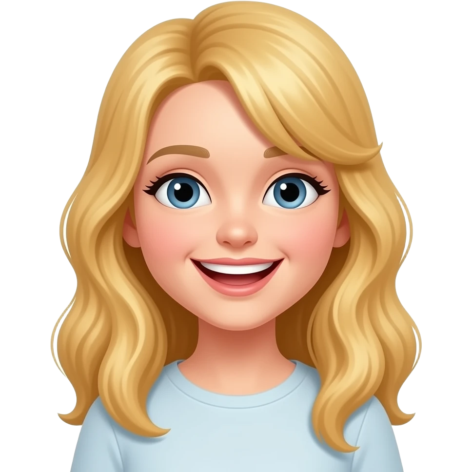 Niña con cabello rubio transmitiendo alegría emoji