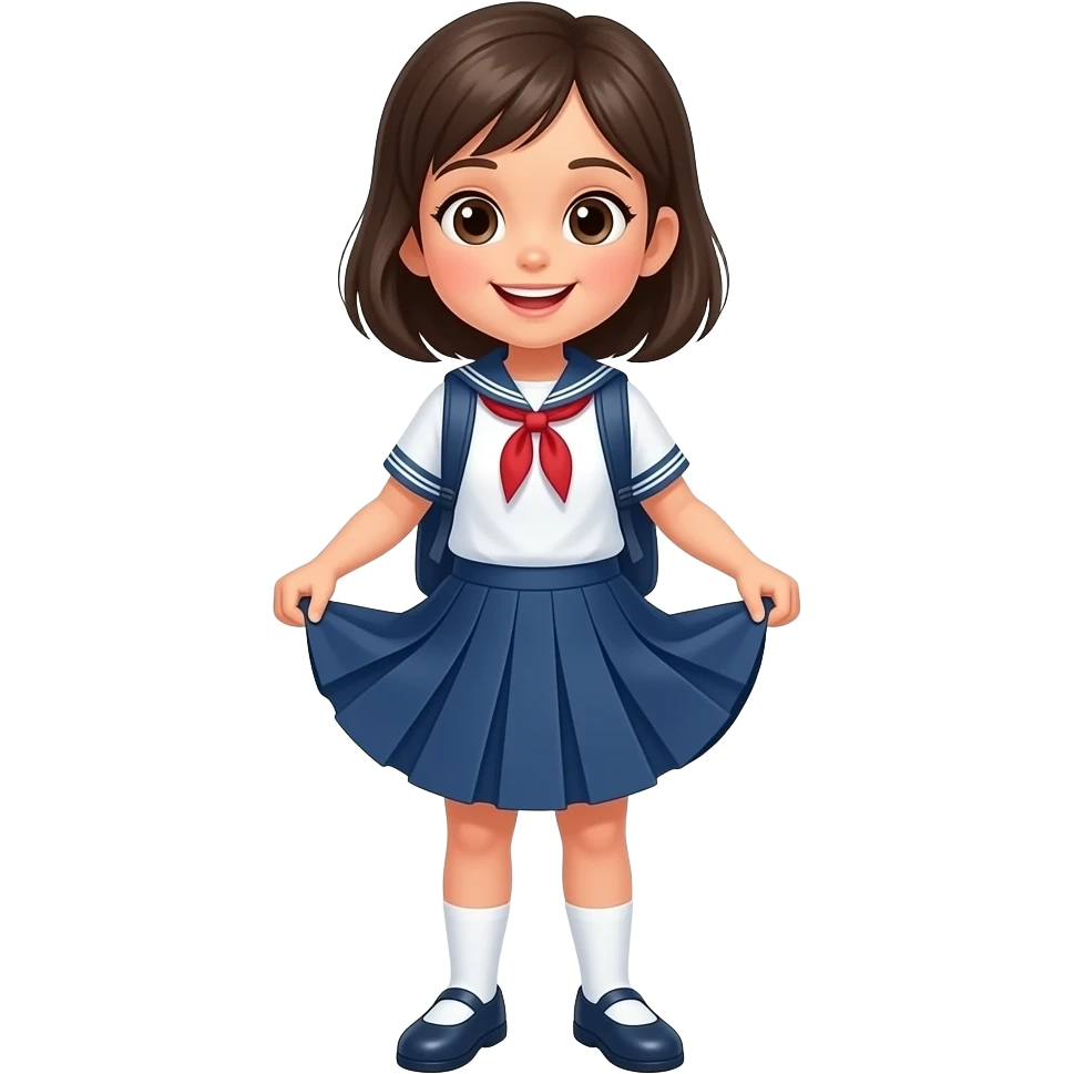 Elementary school girl opens her skirt up emoji