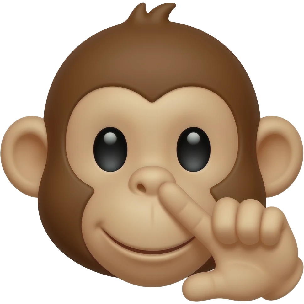 Rosto de macaco botando mão no nariz emoji