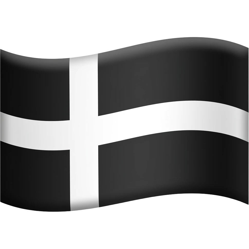 A black flag with a white cross filling the flag emoji