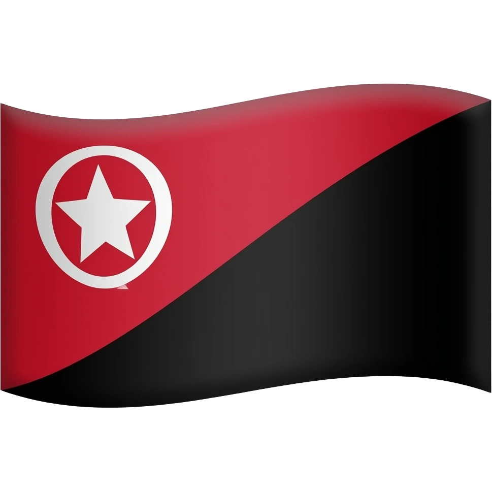Bandera de dos compres, rojo en trapecio superior y negror en trapecio inferior emoji