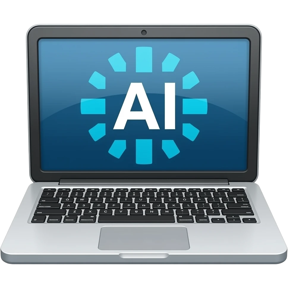 laptop with AI as a logo emoji
