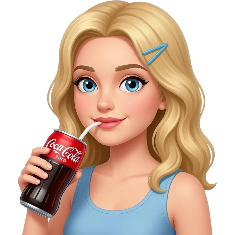 Blonde girl drinking coke zero emoji