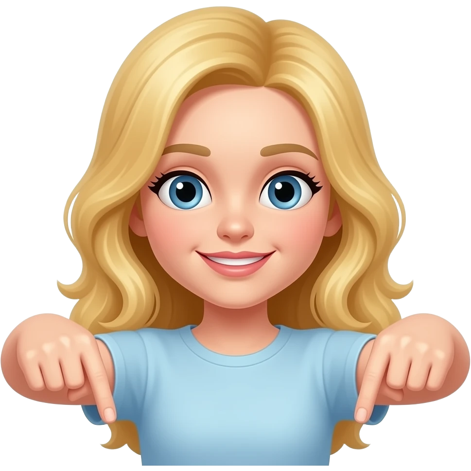 девушка блондинка показывает пальцами вниз emoji