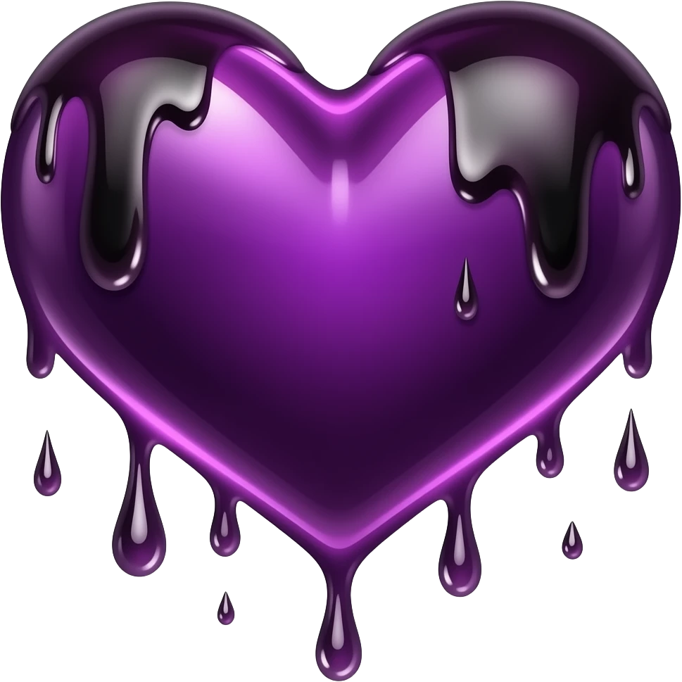 dripping bleeding purple heart glowing purple black warmth emoji
