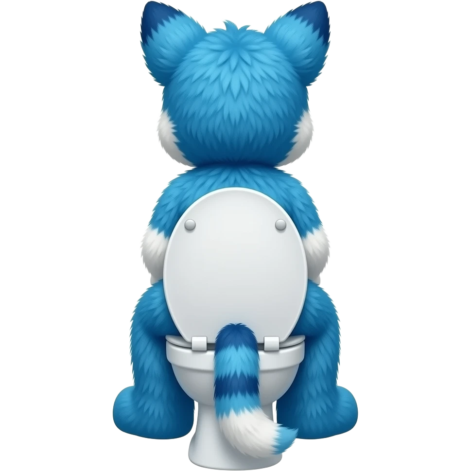 blue fursuit sitting on a toilet, back view emoji