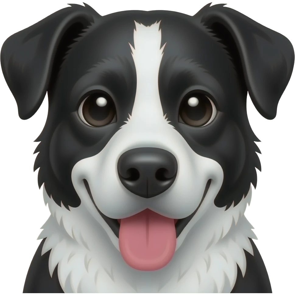 🐶 pero en blanco y negro solo la cara sacando la lengua emoji