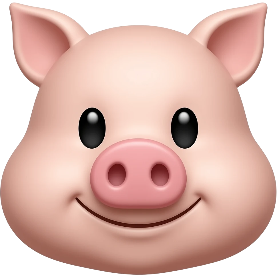Make a pig head with a fat face emoji