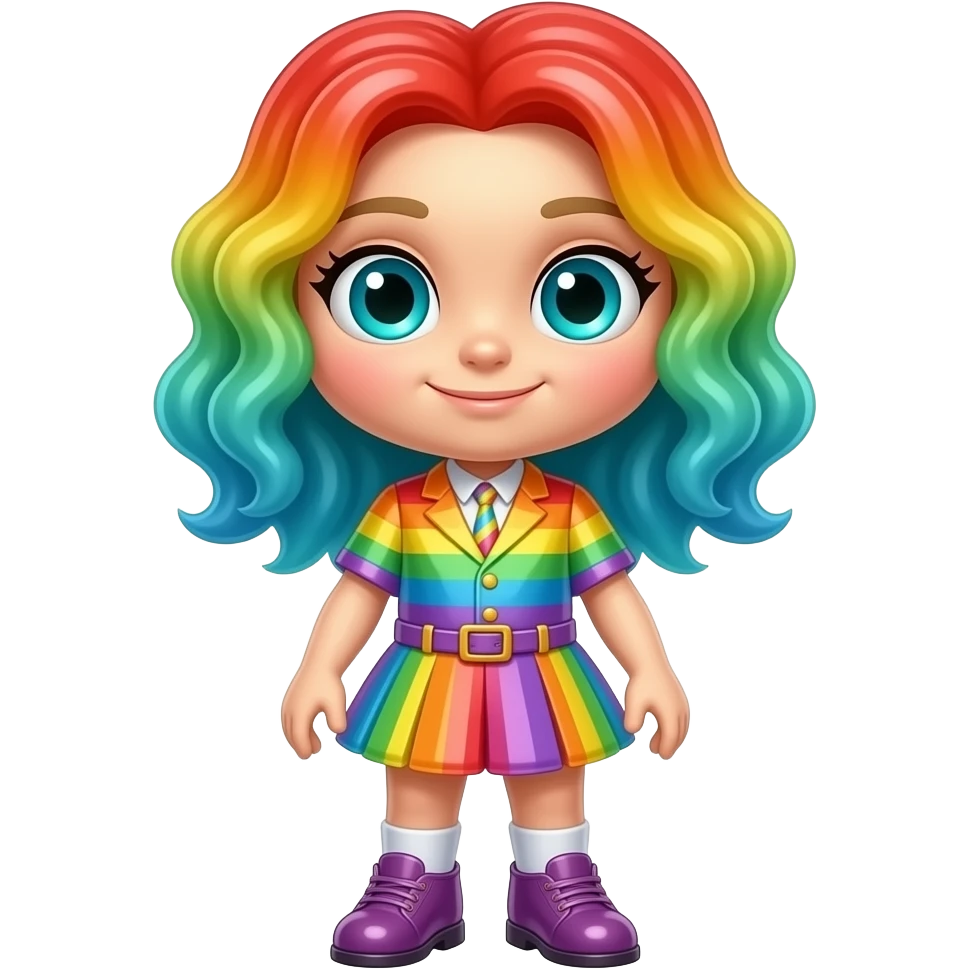 A full body Rainbow Gelatin Entity with a big head and small body ...