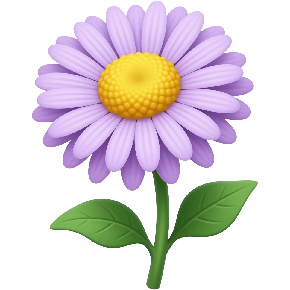 Aster with perfect stem and a leaf emoji