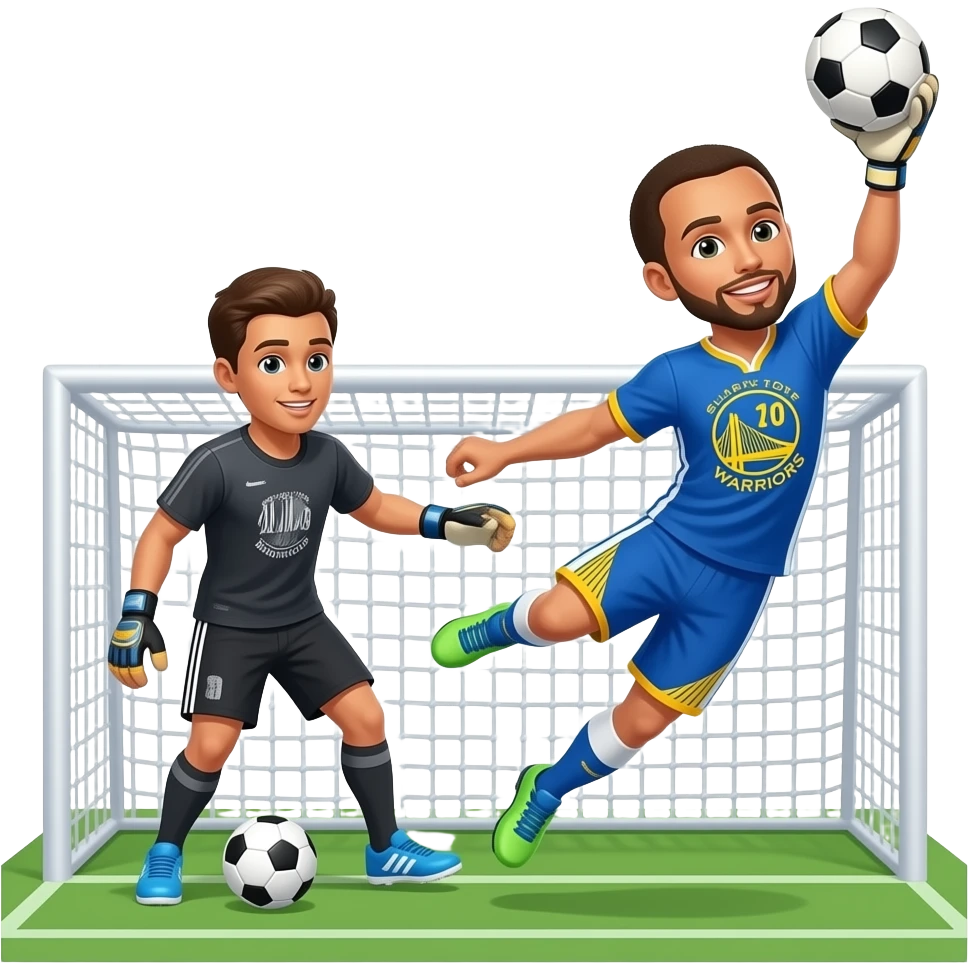 Stephen Curry scores in football but the goalkeeper is FlightReacts emoji