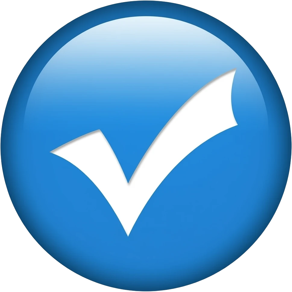 Full Blue circle with a white tick emoji