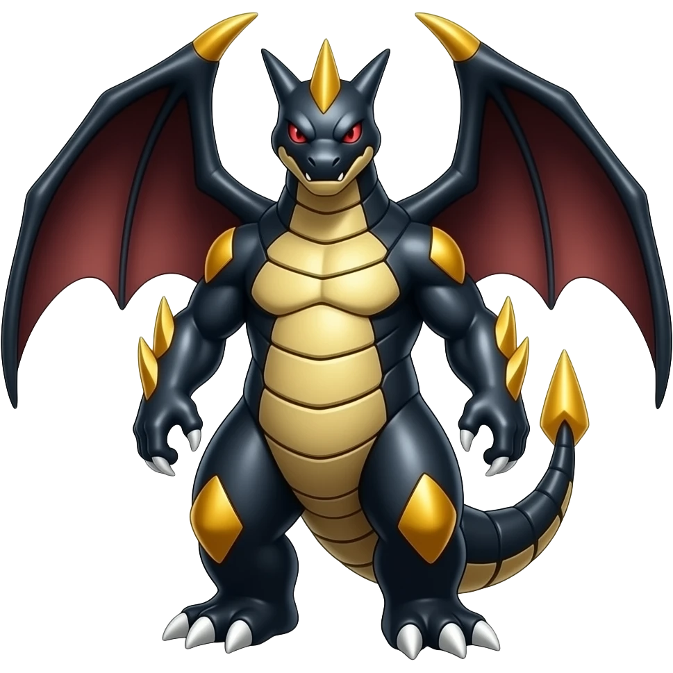 Shiny Dark Dusky Cool Hot Stylish Handsome Garchomp-Cynder-Salandit-Noivern-Renamon-Zoroark-Monster-Fakémon-fusion (full body) emoji