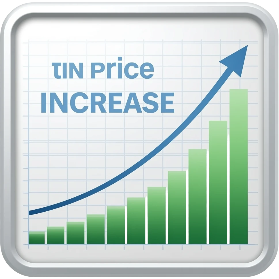 An increase in the price of tin emoji