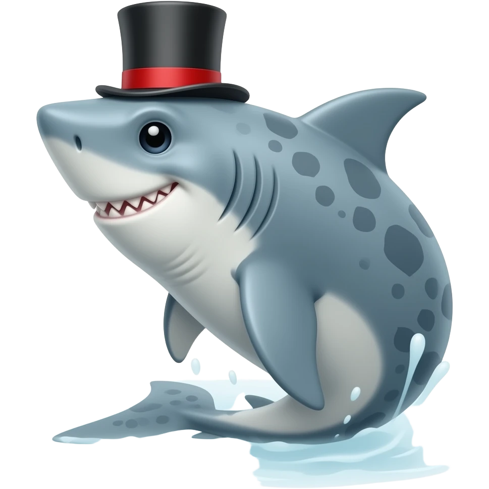 Shark with a top hat emoji