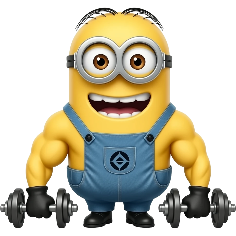 Minion culturista con pesas emoji
