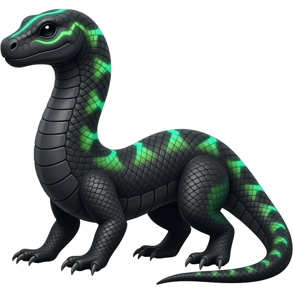 Cool edgy ancient black-scaled with neon-colored stripe markings emoji