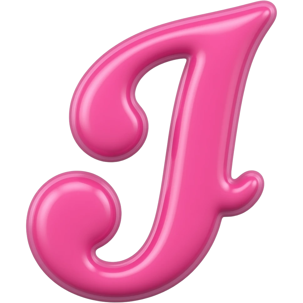 barby pink glossy letter uppercase Jelena in a cursive style emoji