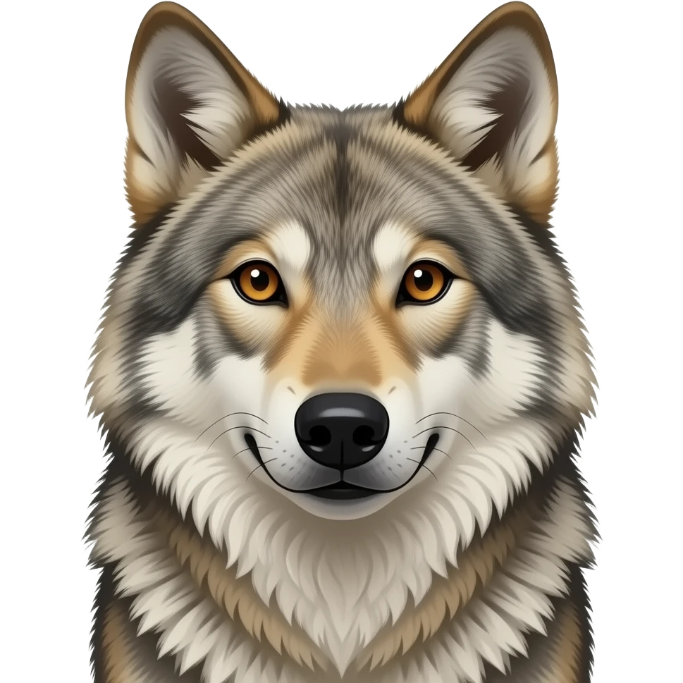 Wolf, front facing, medium shot from bust up emoji